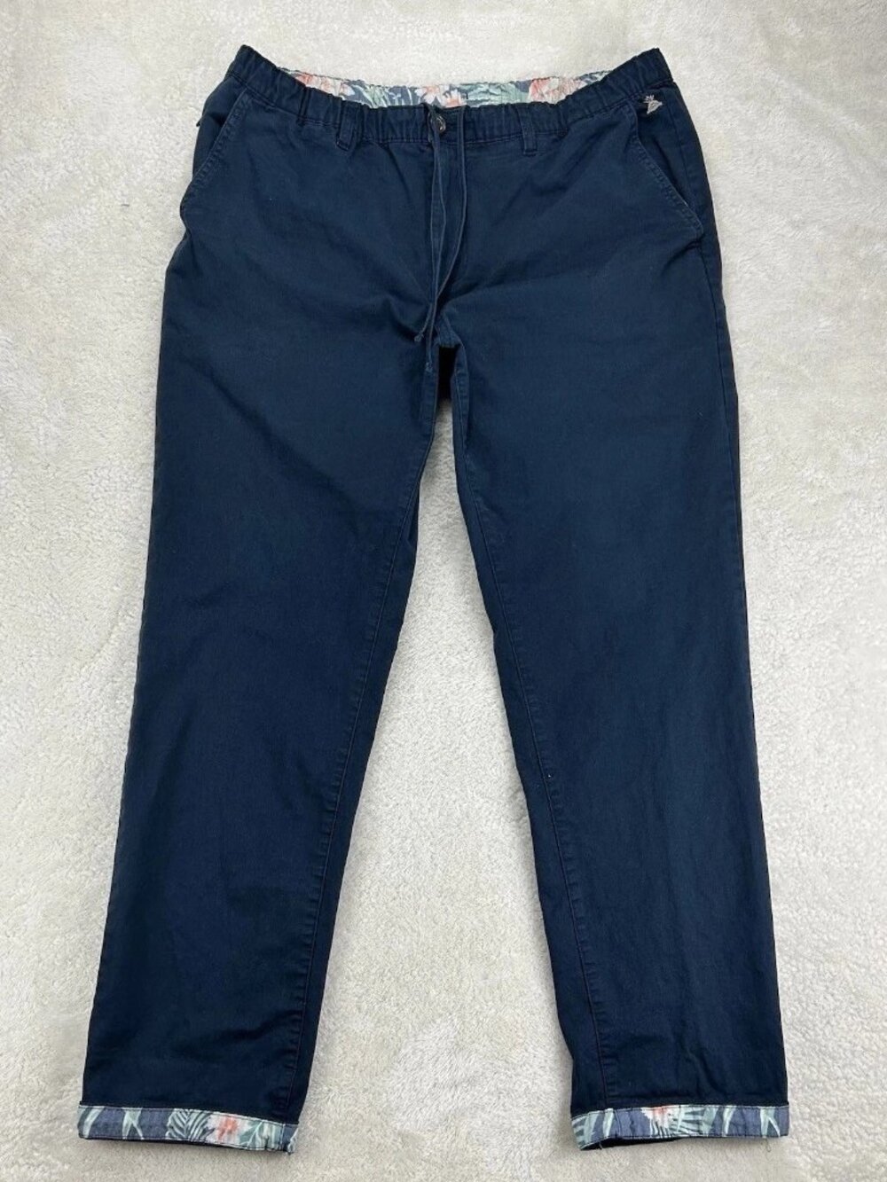 Chubbies Chino Pants Mens XL Blue Drawstring Stretch Waist Cuffed Hem 30" Inseam